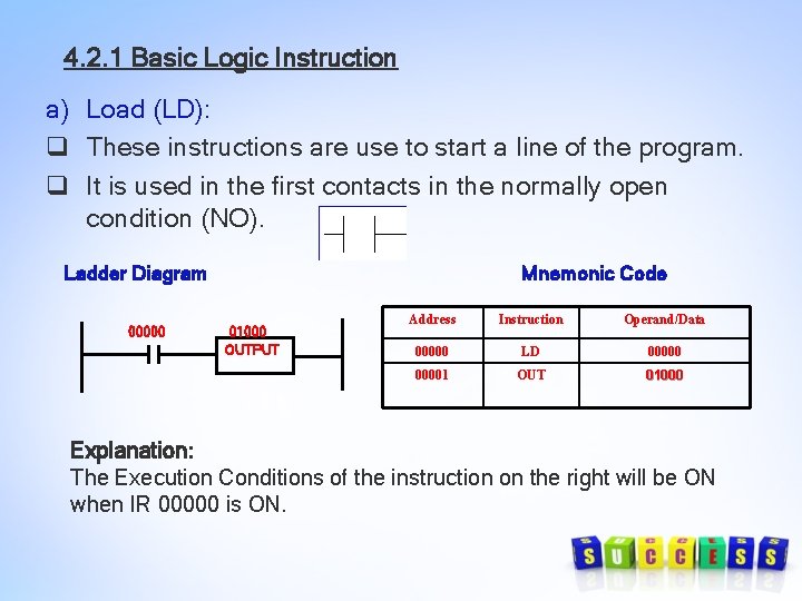 4. 2. 1 Basic Logic Instruction a) Load (LD): q These instructions are use 4. 2. 1 Basic Logic Instruction a) Load (LD): q These instructions are use