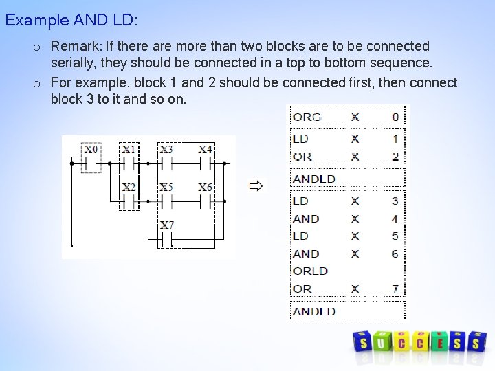 Example AND LD: o Remark: If there are more than two blocks are to