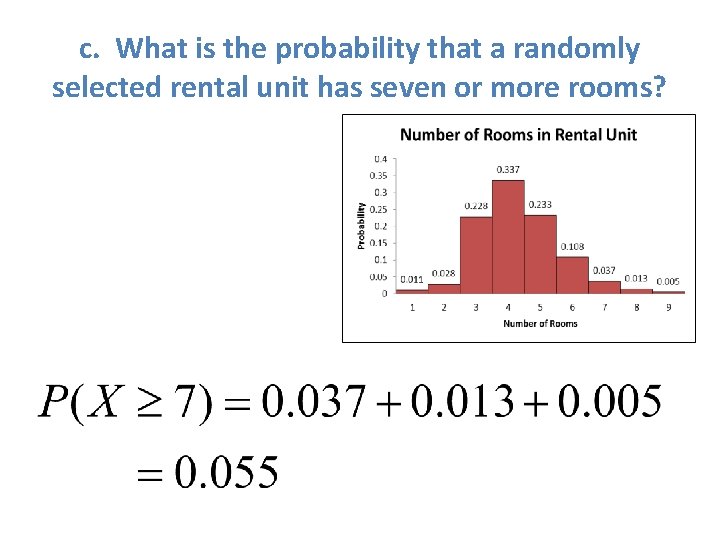 c. What is the probability that a randomly selected rental unit has seven or