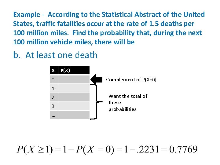 Example - According to the Statistical Abstract of the United States, traffic fatalities occur