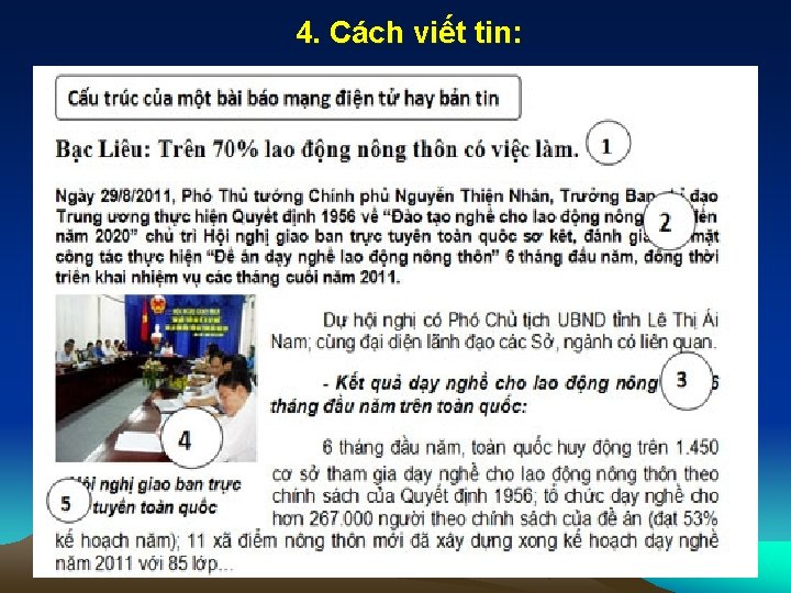 4. Cách viết tin: 