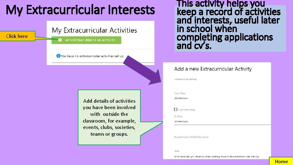 My Extracurricular Interests Click here This activity helps you keep a record of activities