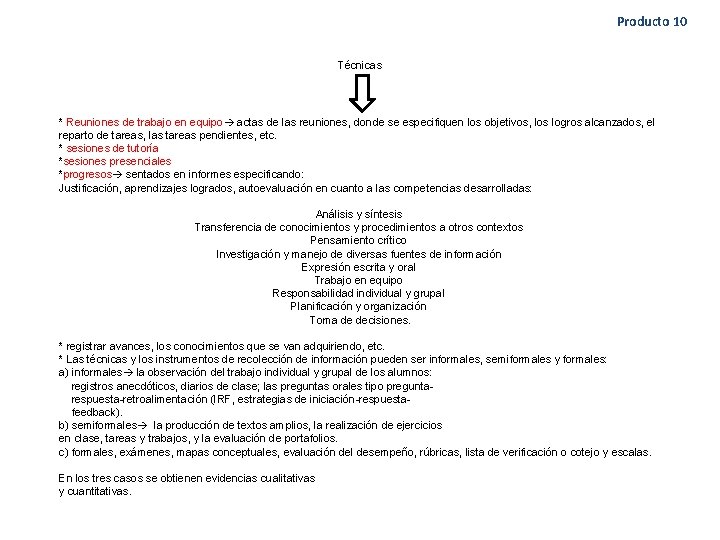 Producto 10 Técnicas * Reuniones de trabajo en equipo actas de las reuniones, donde