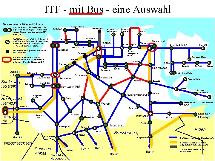 ITF - mit Bus - eine Auswahl Alle Linien sollen im Stundentakt verkehren. Knotenbahnhof: