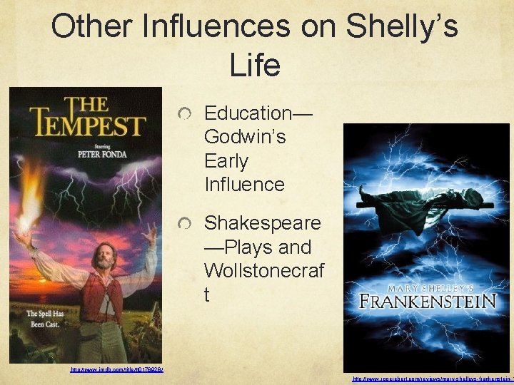 Other Influences on Shelly’s Life Education— Godwin’s Early Influence Shakespeare —Plays and Wollstonecraf t