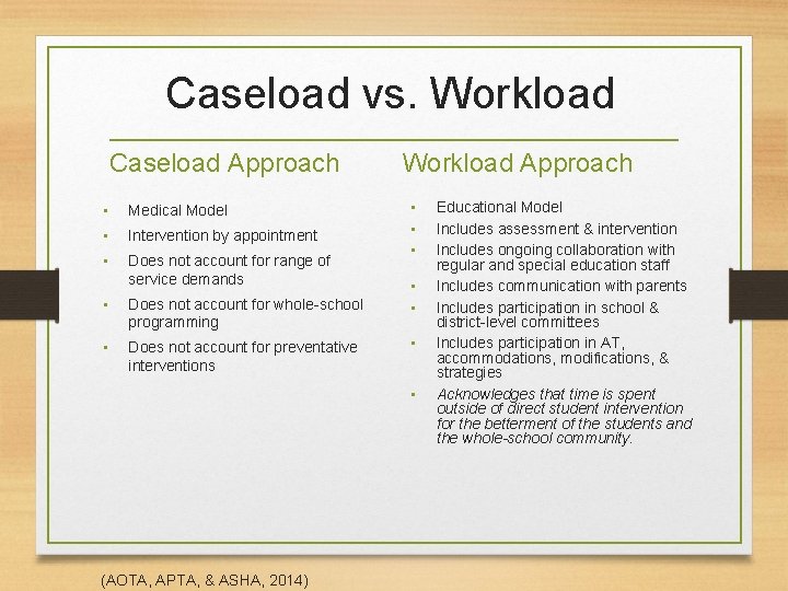 Caseload vs. Workload Caseload Approach • Medical Model • Intervention by appointment • Does