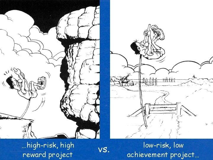 …high-risk, high reward project vs. low-risk, low achievement project… 