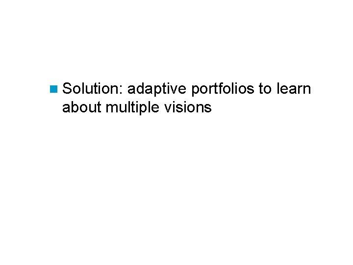 n Solution: adaptive portfolios to learn about multiple visions 
