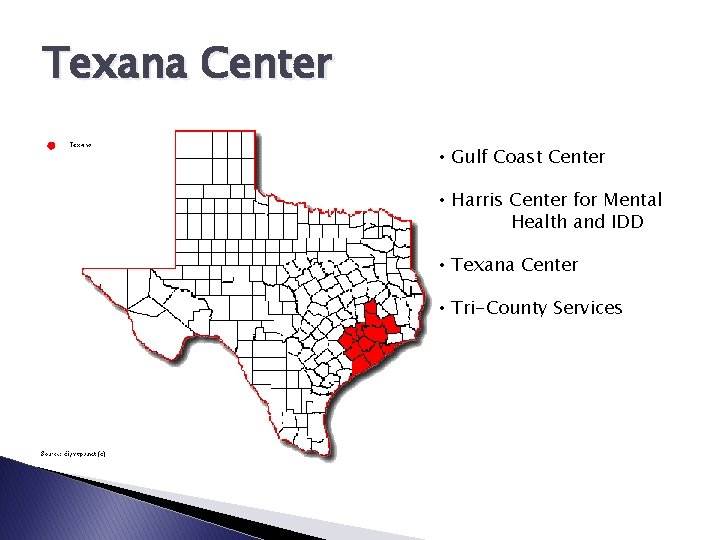 Texana Center • Gulf Coast Center • Harris Center for Mental Health and IDD