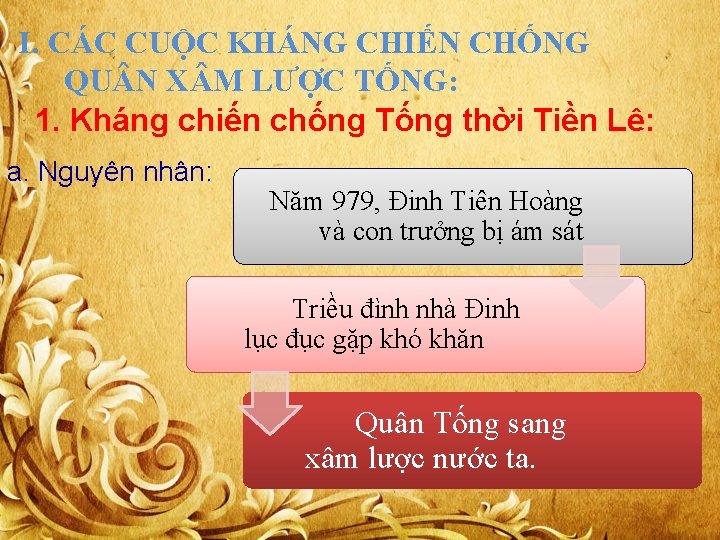 I. CÁC CUỘC KHÁNG CHIẾN CHỐNG QU N X M LƯỢC TỐNG: 1. Kháng