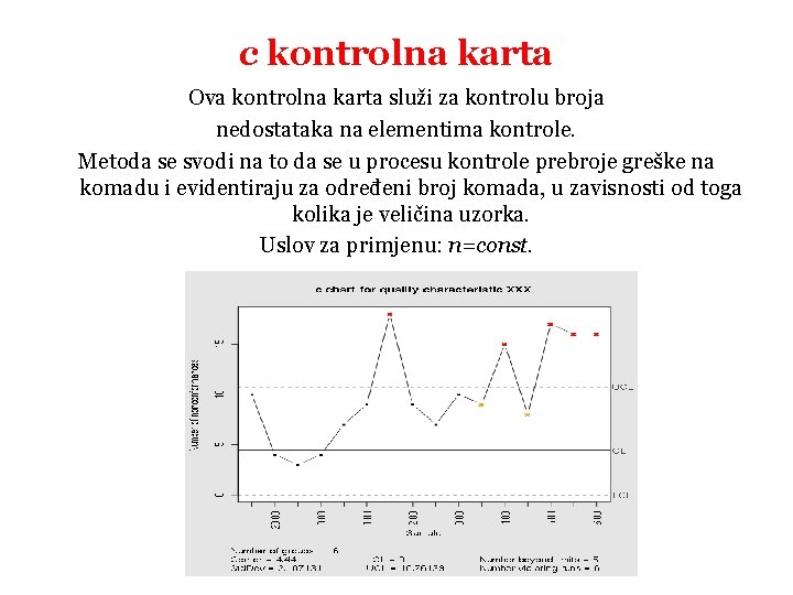 c kontrolna karta Ova kontrolna karta služi za kontrolu broja nedostataka na elementima kontrole.