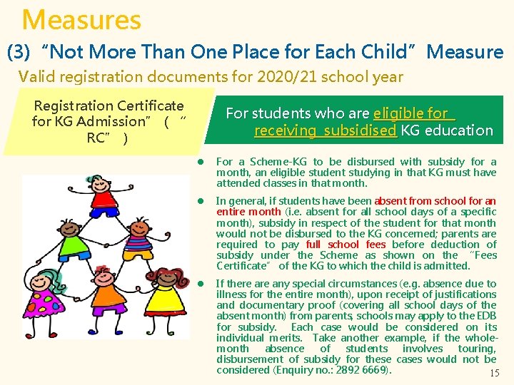 Measures (3)“Not More Than One Place for Each Child”Measure Valid registration documents for 2020/21