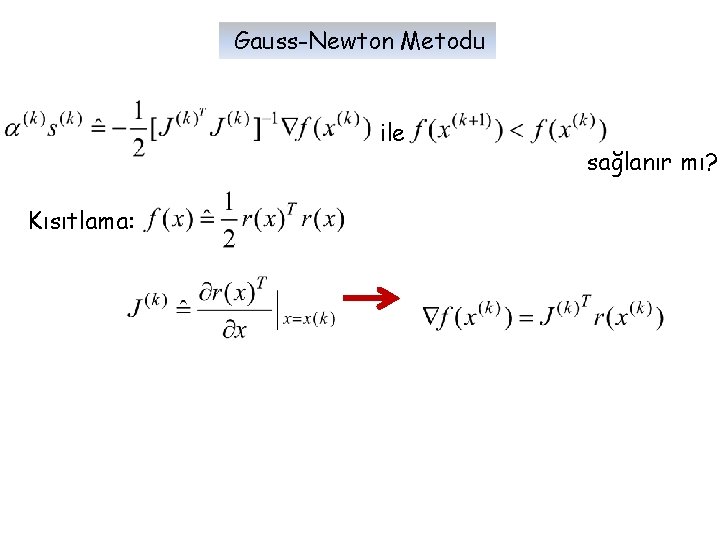 Gauss-Newton Metodu ile Kısıtlama: sağlanır mı? 
