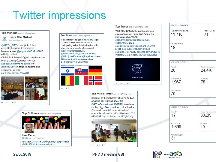 Twitter impressions 23. 05. 2019 IPPOG meeting GSI 