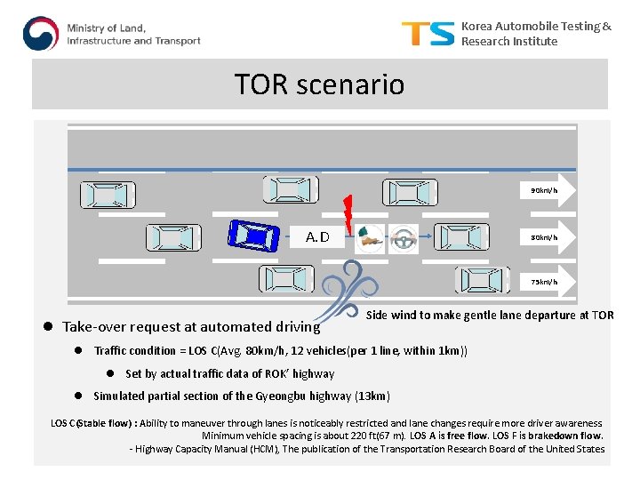 Korea Automobile Testing & Research Institute TOR scenario 90 km/h A. D 80 km/h