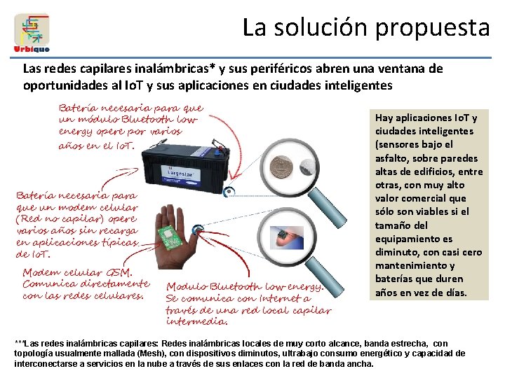 La solución propuesta Las redes capilares inalámbricas* y sus periféricos abren una ventana de