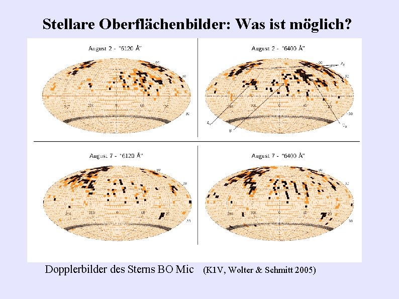 Stellare Oberflächenbilder: Was ist möglich? Dopplerbilder des Sterns BO Mic (K 1 V, Wolter