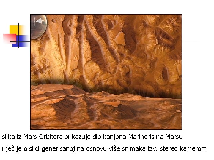 slika iz Mars Orbitera prikazuje dio kanjona Marineris na Marsu riječ je o slici