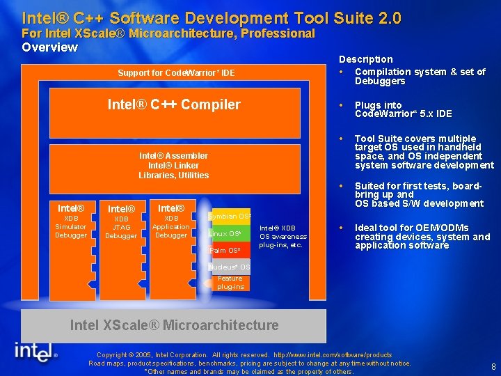 Intel® C++ Software Development Tool Suite 2. 0 For Intel XScale® Microarchitecture, Professional Overview Intel® C++ Software Development Tool Suite 2. 0 For Intel XScale® Microarchitecture, Professional Overview