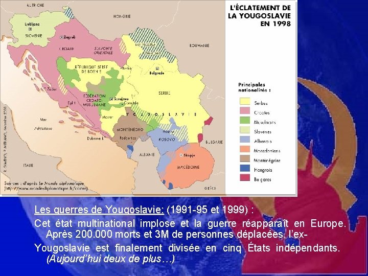 : Les guerres de Yougoslavie: (1991 -95 et 1999) : Cet état multinational implose