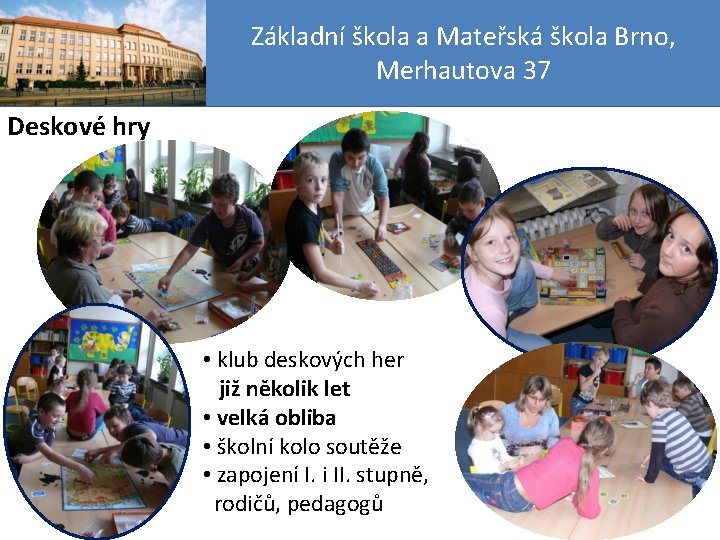 Základní škola a Mateřská škola Brno, Merhautova 37 Deskové hry • klub deskových her
