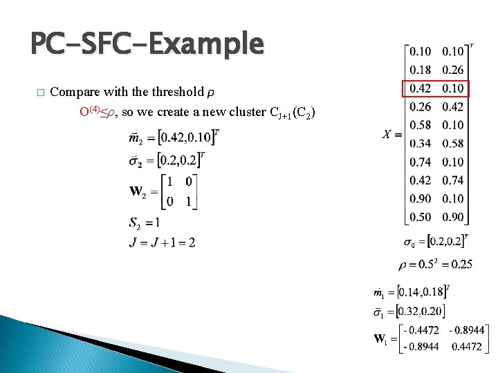 PC-SFC-Example � Compare with the threshold ρ O(4)≤ρ, so we create a new cluster