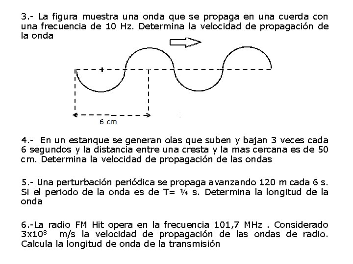 3. - La figura muestra una onda que se propaga en una cuerda con