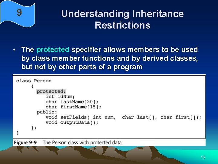 9 Understanding Inheritance Restrictions • The protected specifier allows members to be used by 9 Understanding Inheritance Restrictions • The protected specifier allows members to be used by
