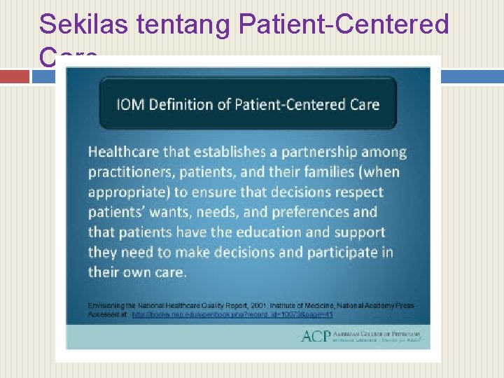 Sekilas tentang Patient-Centered Care 