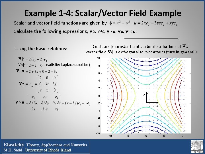 Example 1 -4: Scalar/Vector Field Example Scalar and vector field functions are given by