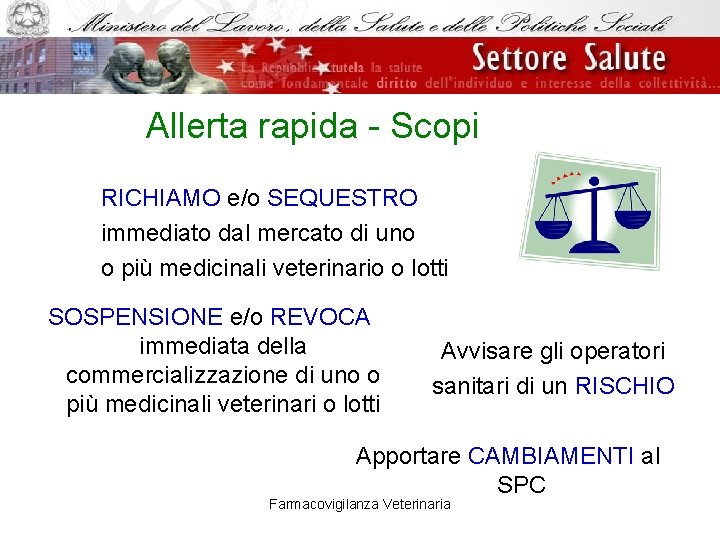 Allerta rapida - Scopi RICHIAMO e/o SEQUESTRO immediato dal mercato di uno o più