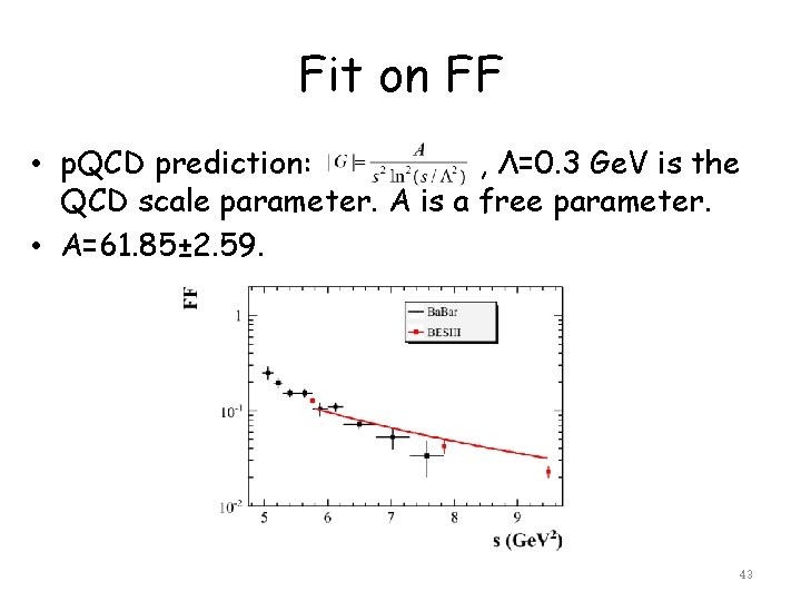 Fit on FF • p. QCD prediction: , Λ=0. 3 Ge. V is the