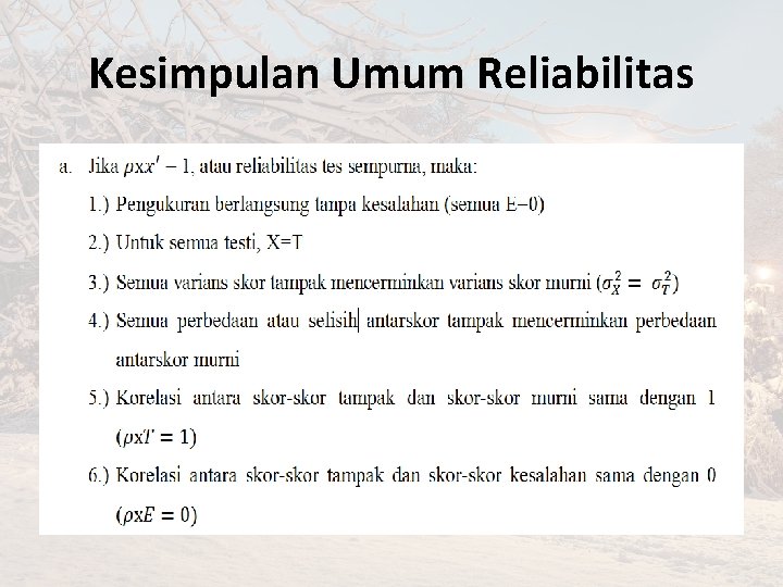 Kesimpulan Umum Reliabilitas 