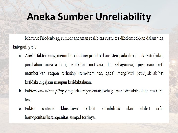 Aneka Sumber Unreliability 