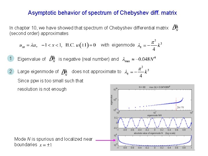 Asymptotic behavior of spectrum of Chebyshev diff. matrix In chapter 10, we have showed