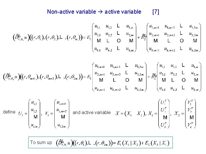 Non-active variable define and active variable To sum up [7] 