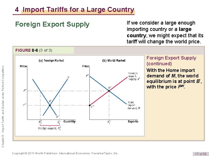 4 Import Tariffs for a Large Country Foreign Export Supply If we consider a