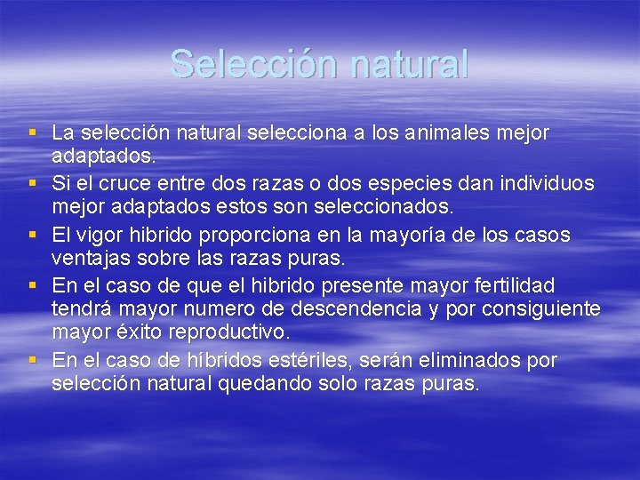 Selección natural § La selección natural selecciona a los animales mejor adaptados. § Si