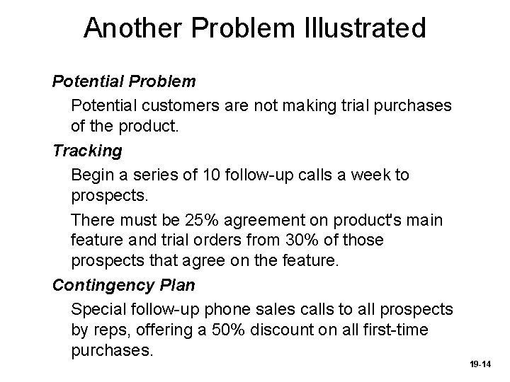 Another Problem Illustrated Potential Problem Potential customers are not making trial purchases of the