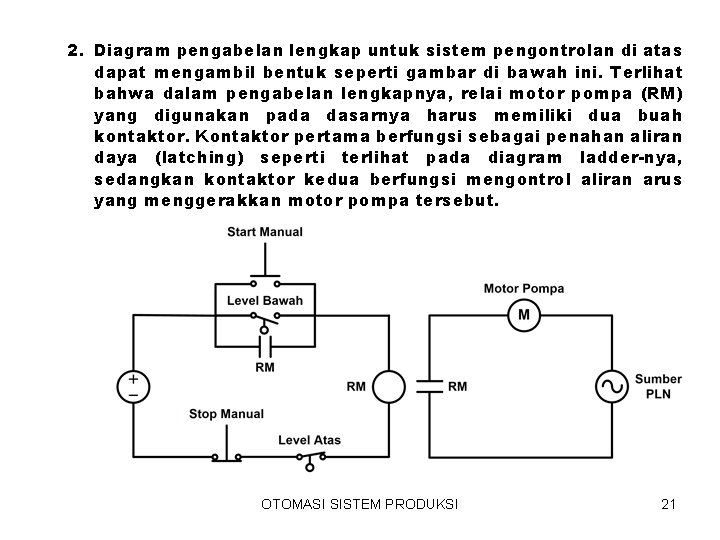 2. Diagram pengabelan lengkap untuk sistem pengontrolan di atas dapat mengambil bentuk seperti gambar