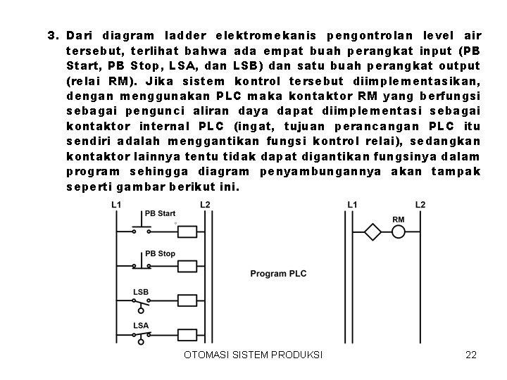 3. Dari diagram ladder elektromekanis pengontrolan level air tersebut, terlihat bahwa ada empat buah