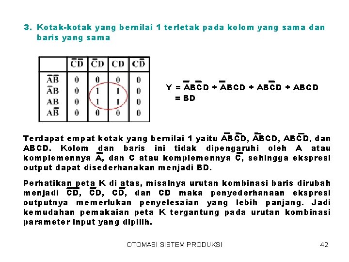 3. Kotak-kotak yang bernilai 1 terletak pada kolom yang sama dan baris yang sama 3. Kotak-kotak yang bernilai 1 terletak pada kolom yang sama dan baris yang sama