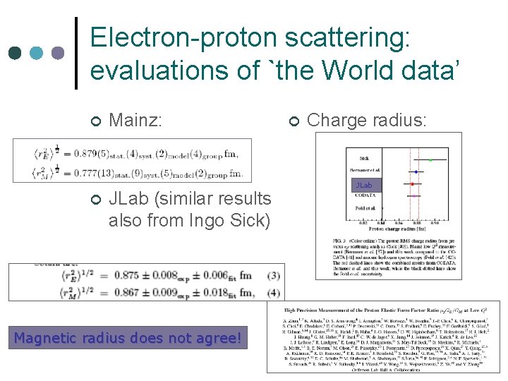 Electron-proton scattering: evaluations of `the World data’ ¢ ¢ Mainz: JLab (similar results also