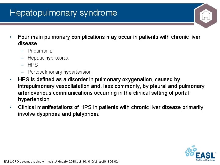 Hepatopulmonary syndrome • Four main pulmonary complications may occur in patients with chronic liver