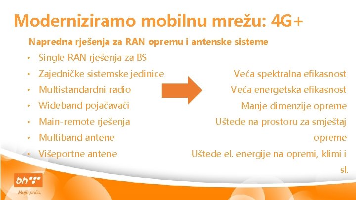 Moderniziramo mobilnu mrežu: 4 G+ Napredna rješenja za RAN opremu i antenske sisteme •