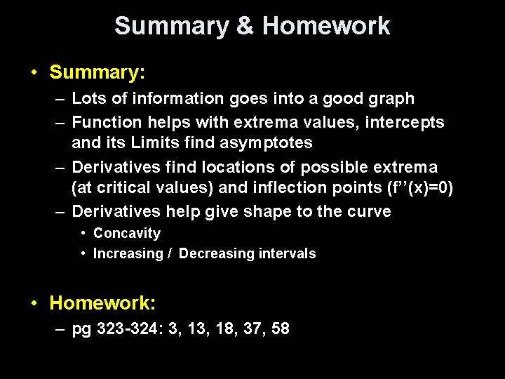 Summary & Homework • Summary: – Lots of information goes into a good graph