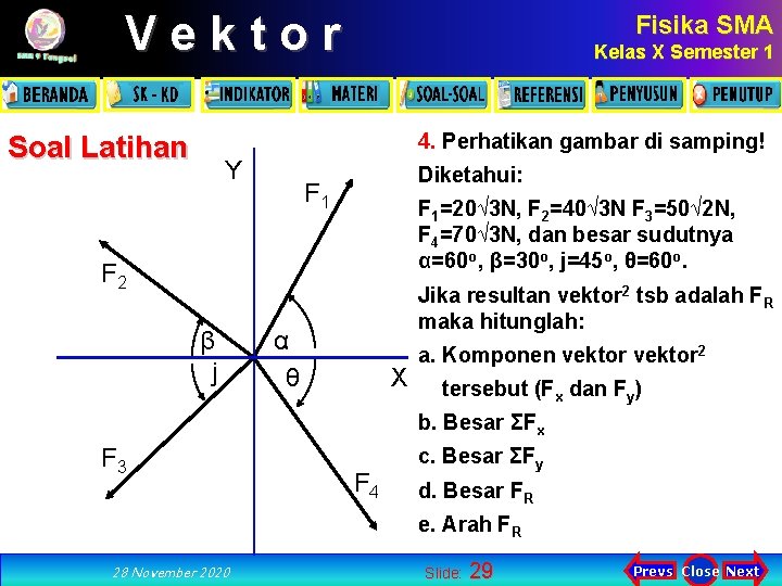 Vektor Fisika SMA Kelas X Semester 1 4. Perhatikan gambar di samping! Soal Latihan