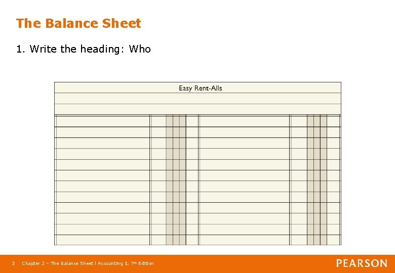 The Balance Sheet 1. Write the heading: Who 3 Chapter 2 – The Balance