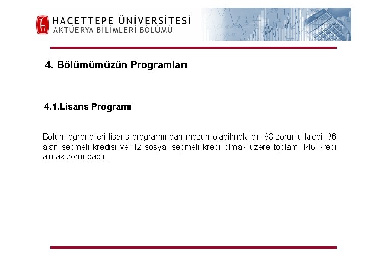 H. Ü. FEN FAKÜLTESİ Aktüerya Bilimleri Bölümü 4. Bölümümüzün Programları 4. 1. Lisans Programı