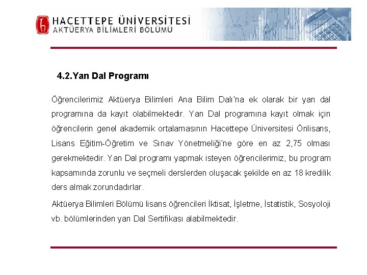 H. Ü. FEN FAKÜLTESİ Aktüerya Bilimleri Bölümü 4. 2. Yan Dal Programı Öğrencilerimiz Aktüerya